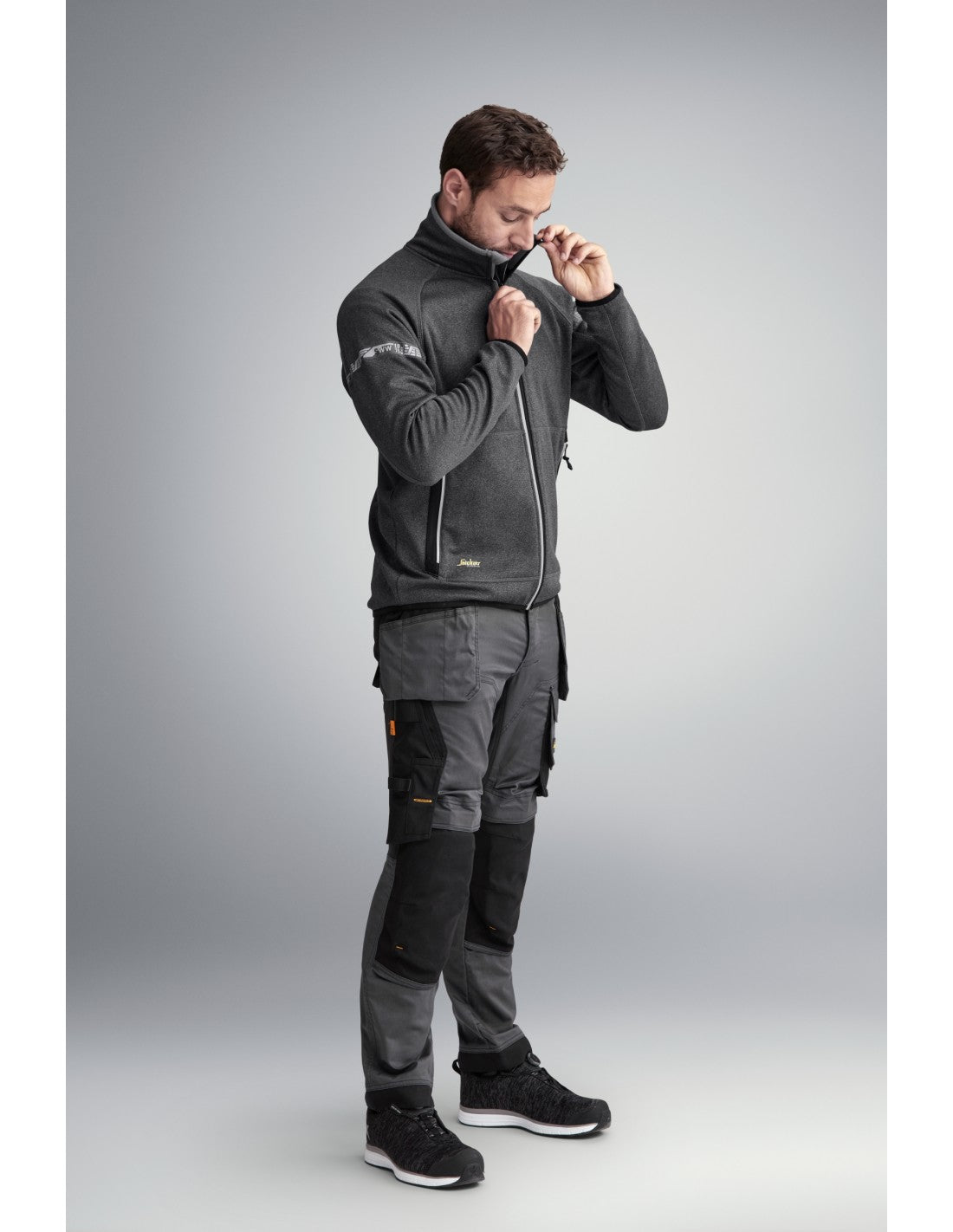 Pantaloni de lucru, stretch, cu buzunare holster, Snickers Workwear, AllroundWork, 6241, Steel Grey/Black