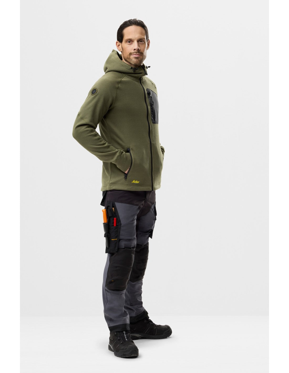 Pantaloni de lucru, 4-way stretch, anti-vânt, Snickers Workwear, AllroundWork, 6375, Steel Grey/Black