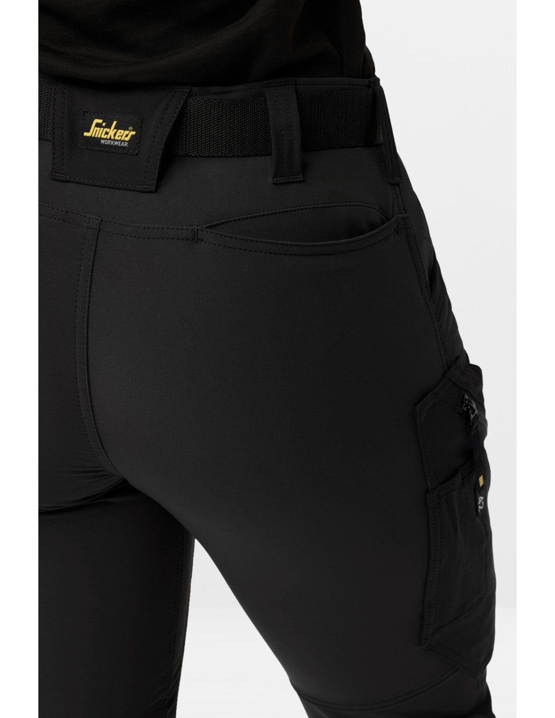 Pantaloni de lucru de damă, 4-way stretch, fără buzunare pt genunchiere, Snickers Workwear, FlexiWork, 6877, Black/Black