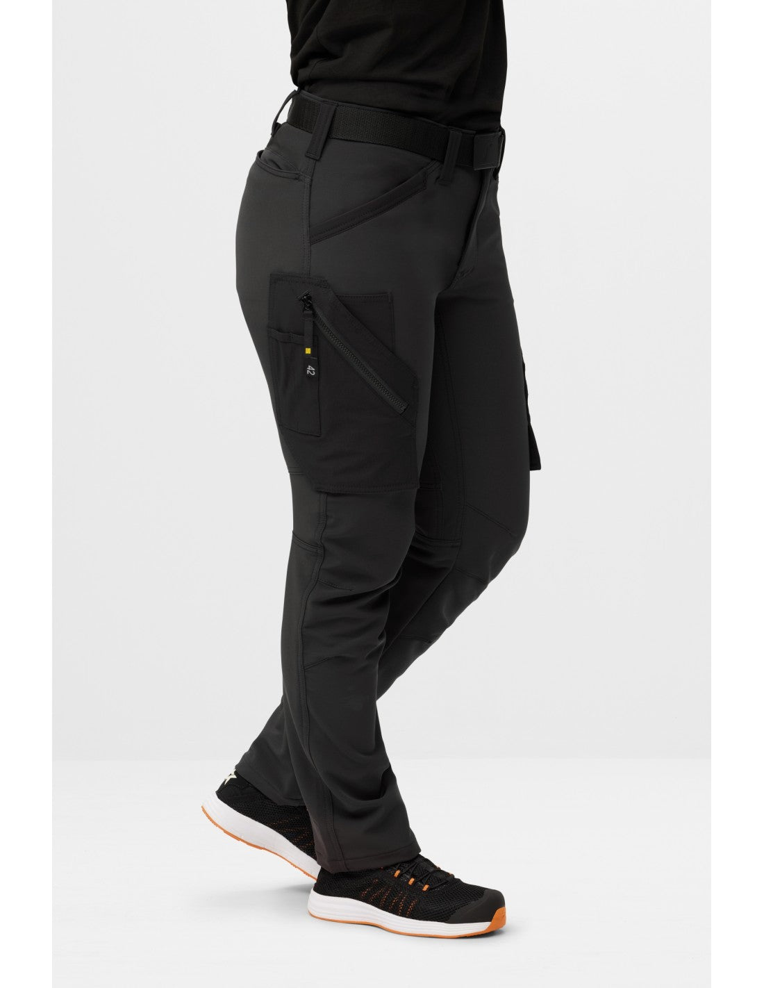 Pantaloni de lucru de damă, 4-way stretch, fără buzunare pt genunchiere, Snickers Workwear, FlexiWork, 6877, Black/Black