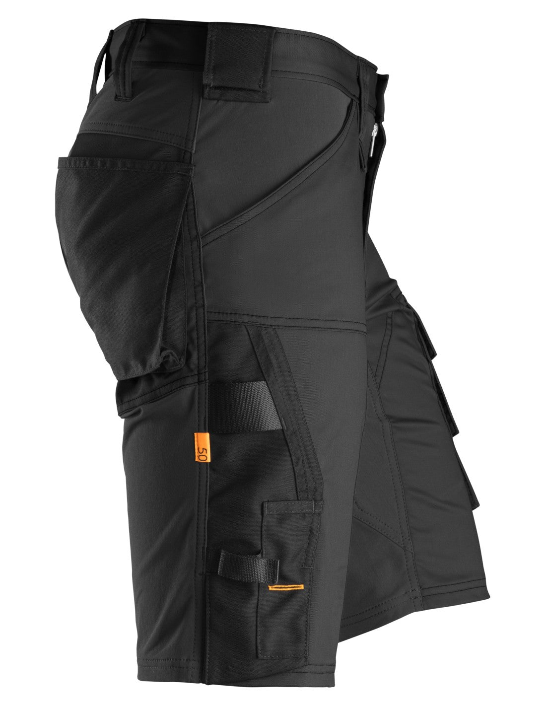 Pantaloni scurți de lucru, stretch, Snickers Workwear, AllroundWork, 6143, Black/Black