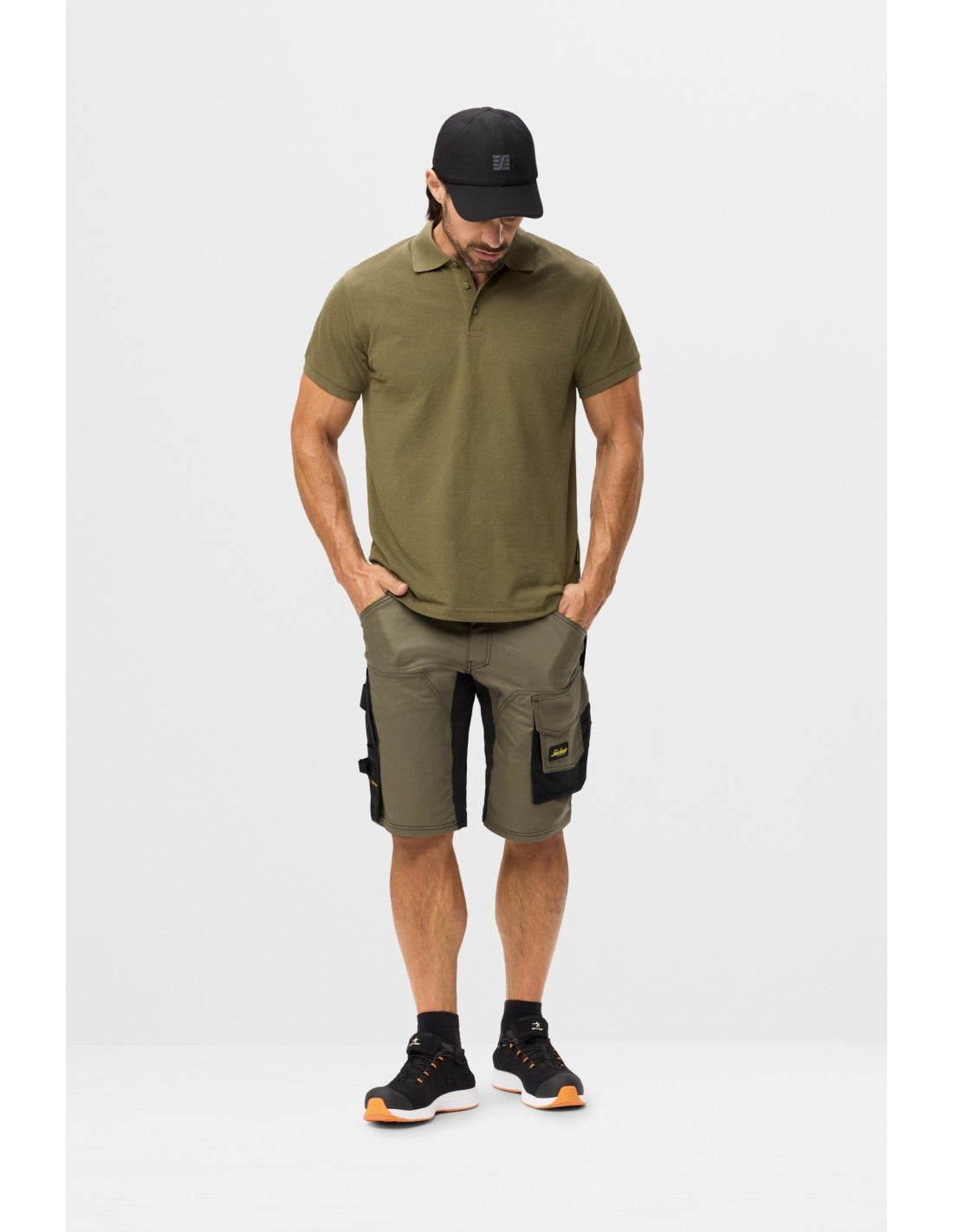 Pantaloni scurți de lucru, stretch, Snickers Workwear, AllroundWork, 6143, Khaki Green/Black