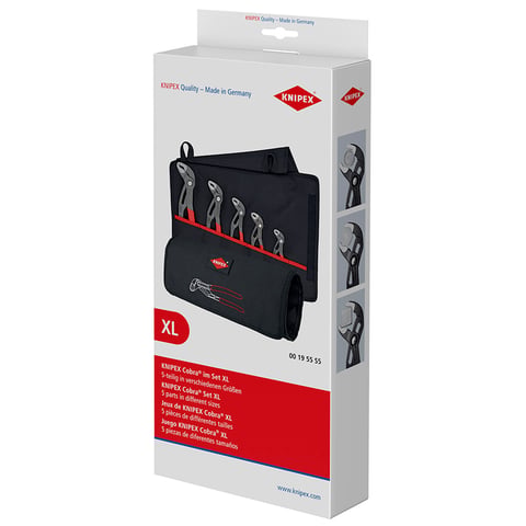 Set clești Cobra® 5 piese în husă rulantă KNIPEX 001955S5