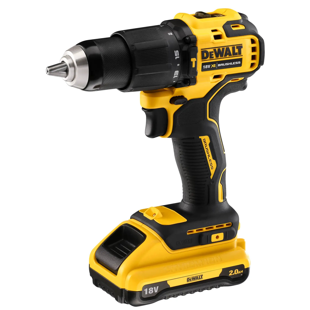 Mașină compactă de găurit cu percuție DeWalt XR 18 V, 2 Ah – DCD709D2T-QW