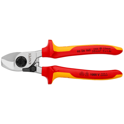 Foarfecă Knipex VDE pentru tăiat cabluri de Cu și Al, 165 mm, cod 9526165 - BIG STORE (Dynamic Tools SRL)