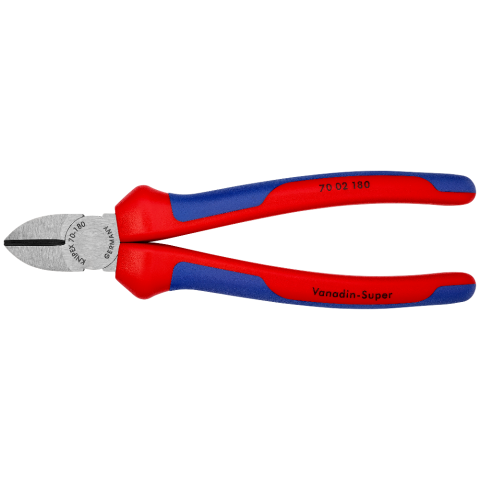 Tăietor lateral (șfic) Knipex vopsit negru cu manșoane multicomponent, 180 mm, cod 7002180