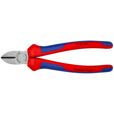 Tăietor lateral (șfic) Knipex vopsit negru cu manșoane multicomponent, 180 mm, cod 7002180 - BIG STORE (Dynamic Tools SRL)