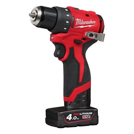Mașină de găurit compactă, fără perii, Milwaukee M12 BLDDRC-402C, 2 x acumulator M12 B4, 1 x încărcător C12 C, cutie plastic, cod 4933499688