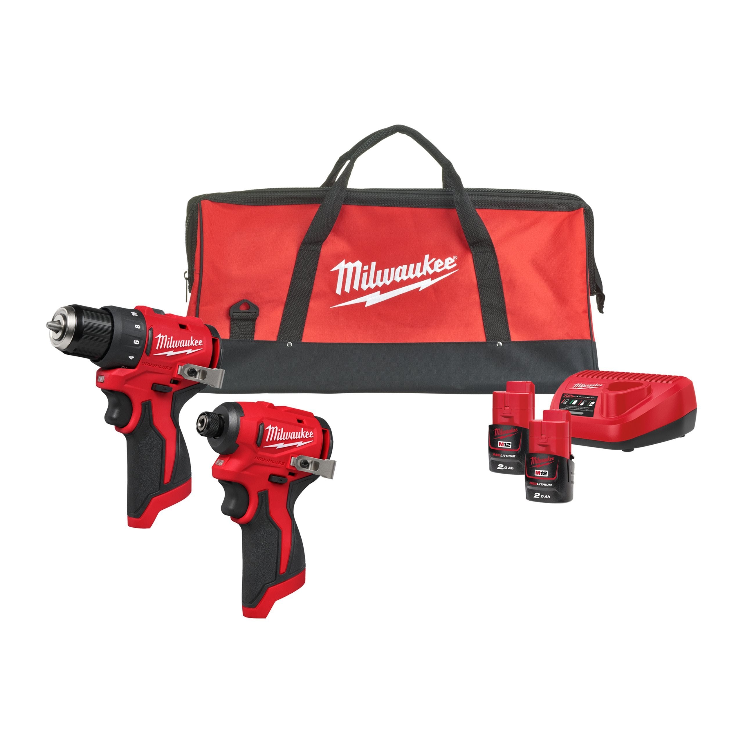 Set de scule fără perii Milwaukee M12 BLPP2D-202B, cod 4933500139