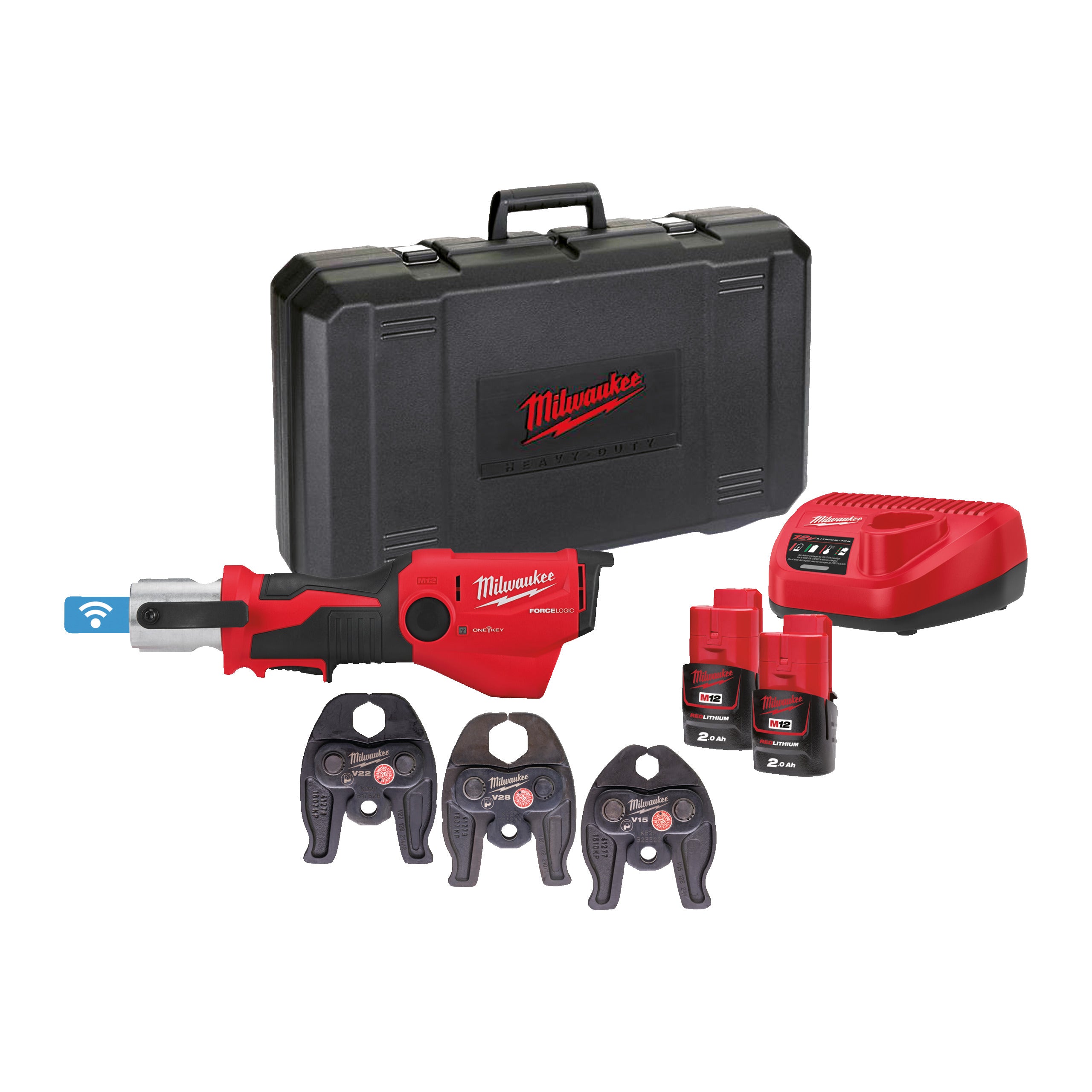 Presă hidraulică Milwaukee M12 ONEHPT-202C V-Set FORCE LOGIC™ ONE-KEY™ sub-compactă, cod 4933481034
