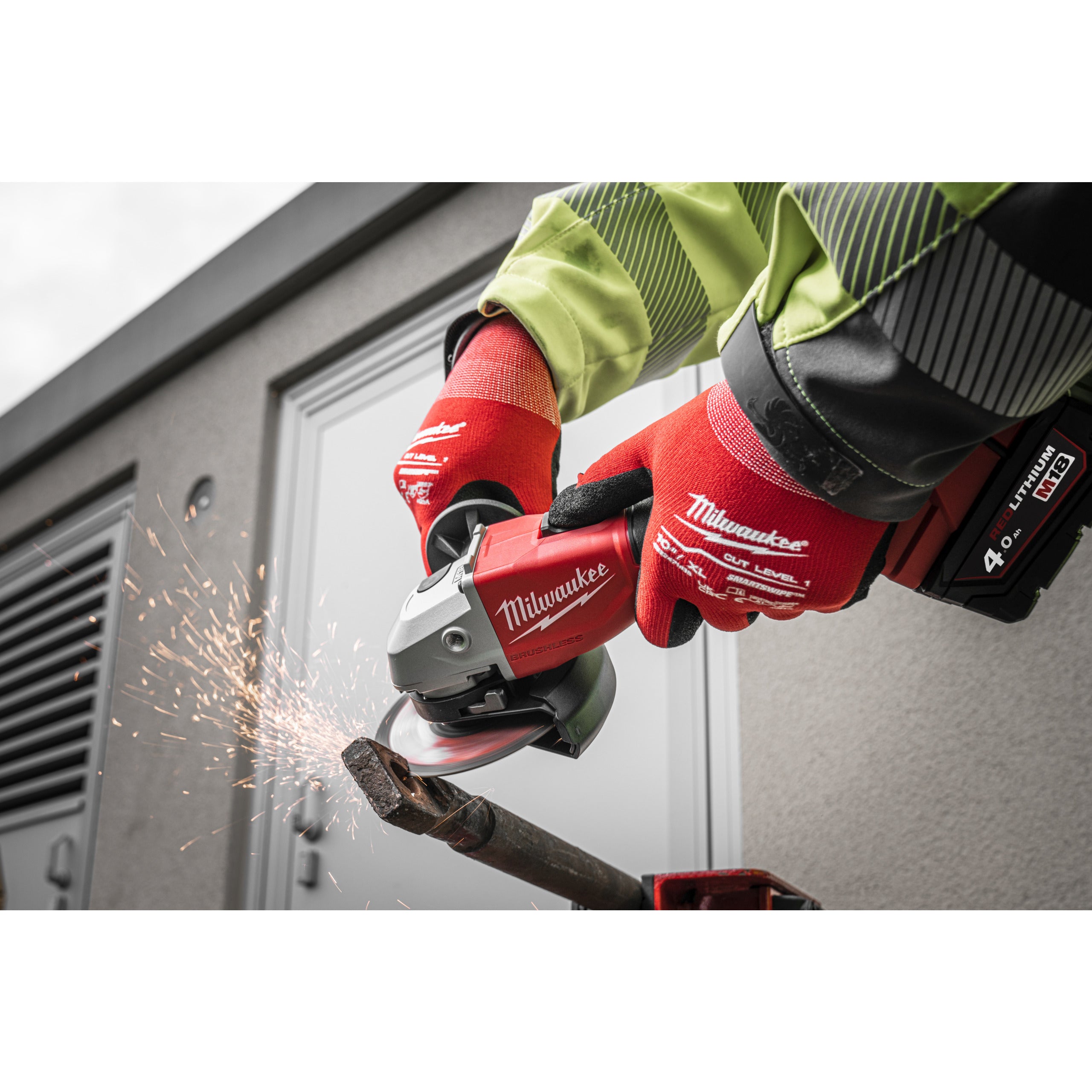 Polizor unghiular Milwaukee M18 BLSAG125X-402X 125 mm cu comutator glisant, cod 4933492644