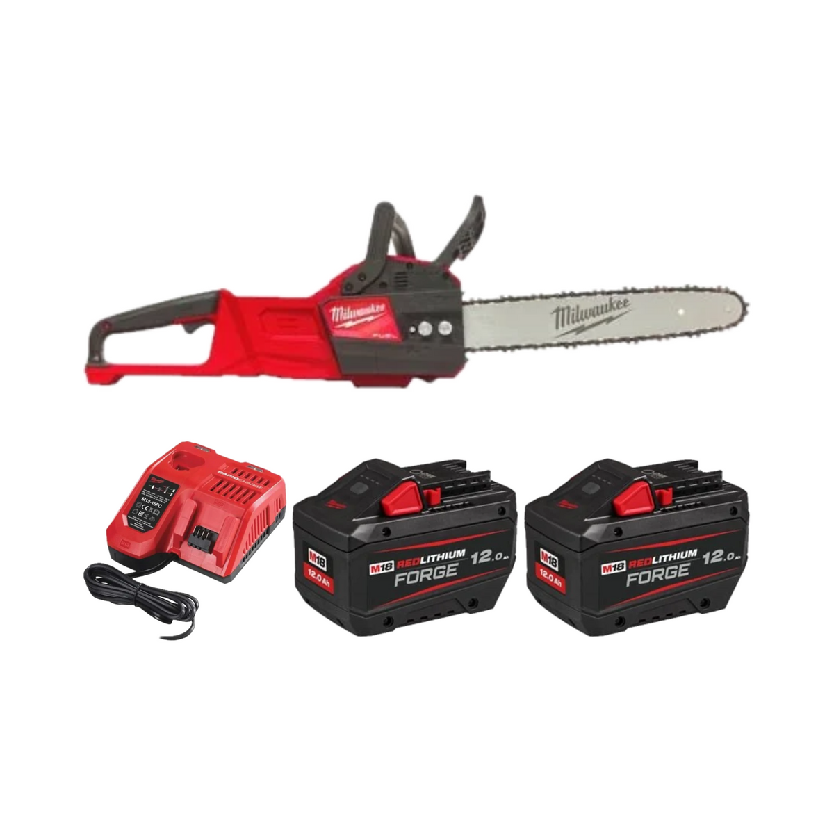 Fierăstrău cu lanț 35 cm Milwaukee M18 FCHS35-122 FUEL™, 2 x acumulator FORGE M18 FB12, 1 x încărcător M12-18 FC, cod 4933499223