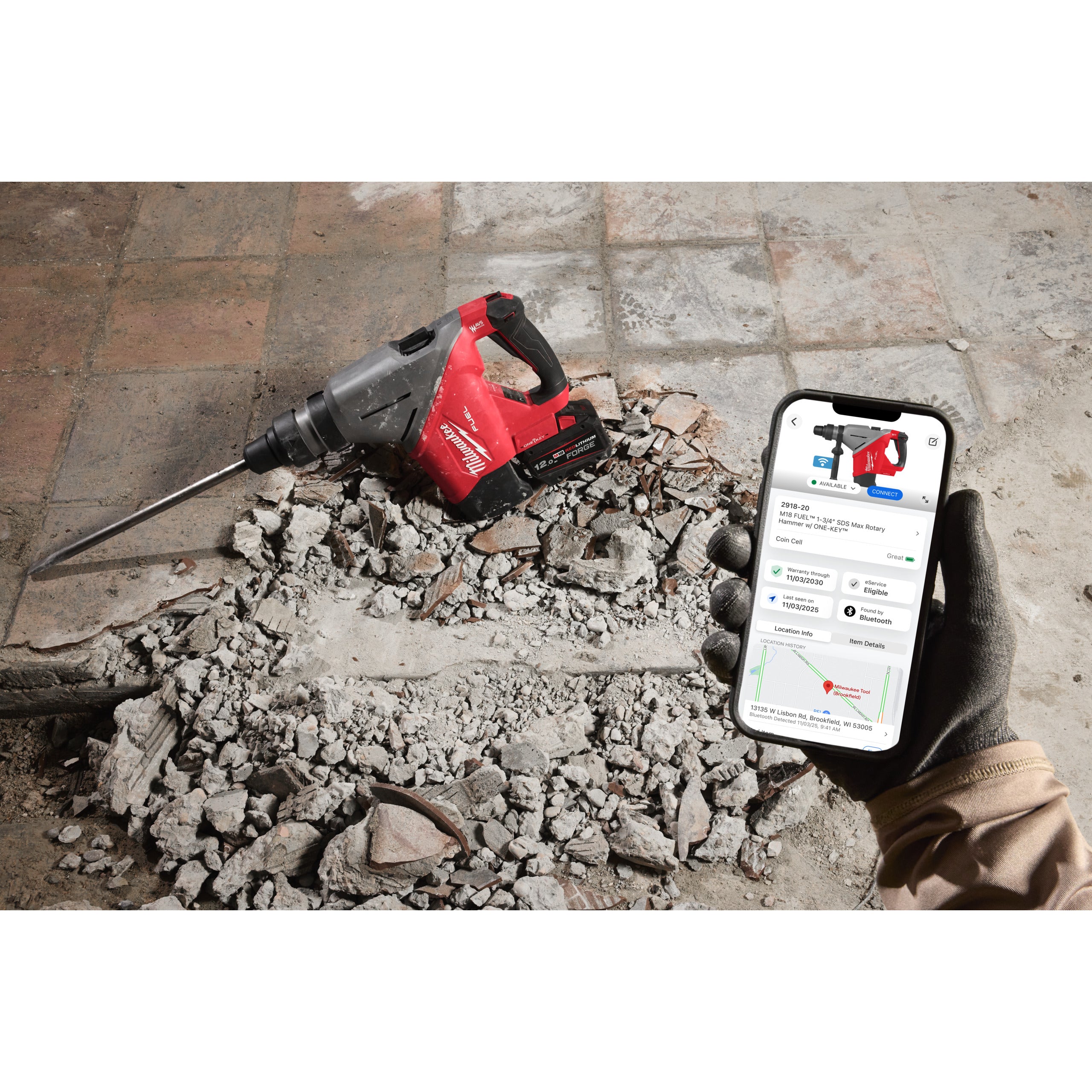 Rotopercutor SDS Max Ciocan rotopercutor SDS-Max Milwaukee M18 FHACO745-122C FUEL™ 45 mm ONE-KEY™, cod 4933493446