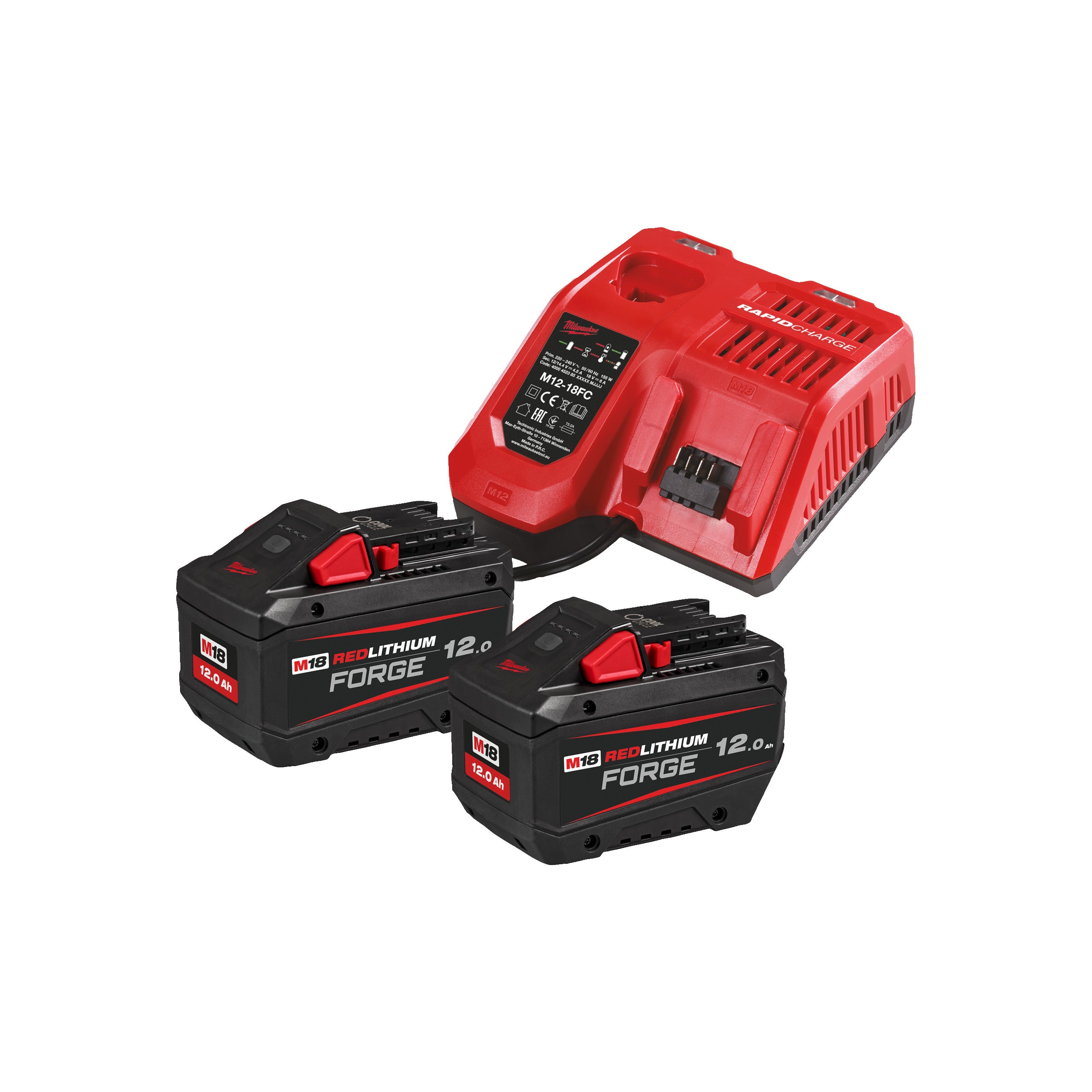 Set de acumulatori și încărcător Milwaukee M18FORGENRG-122 M18™ FORGE™, cod 4933498610