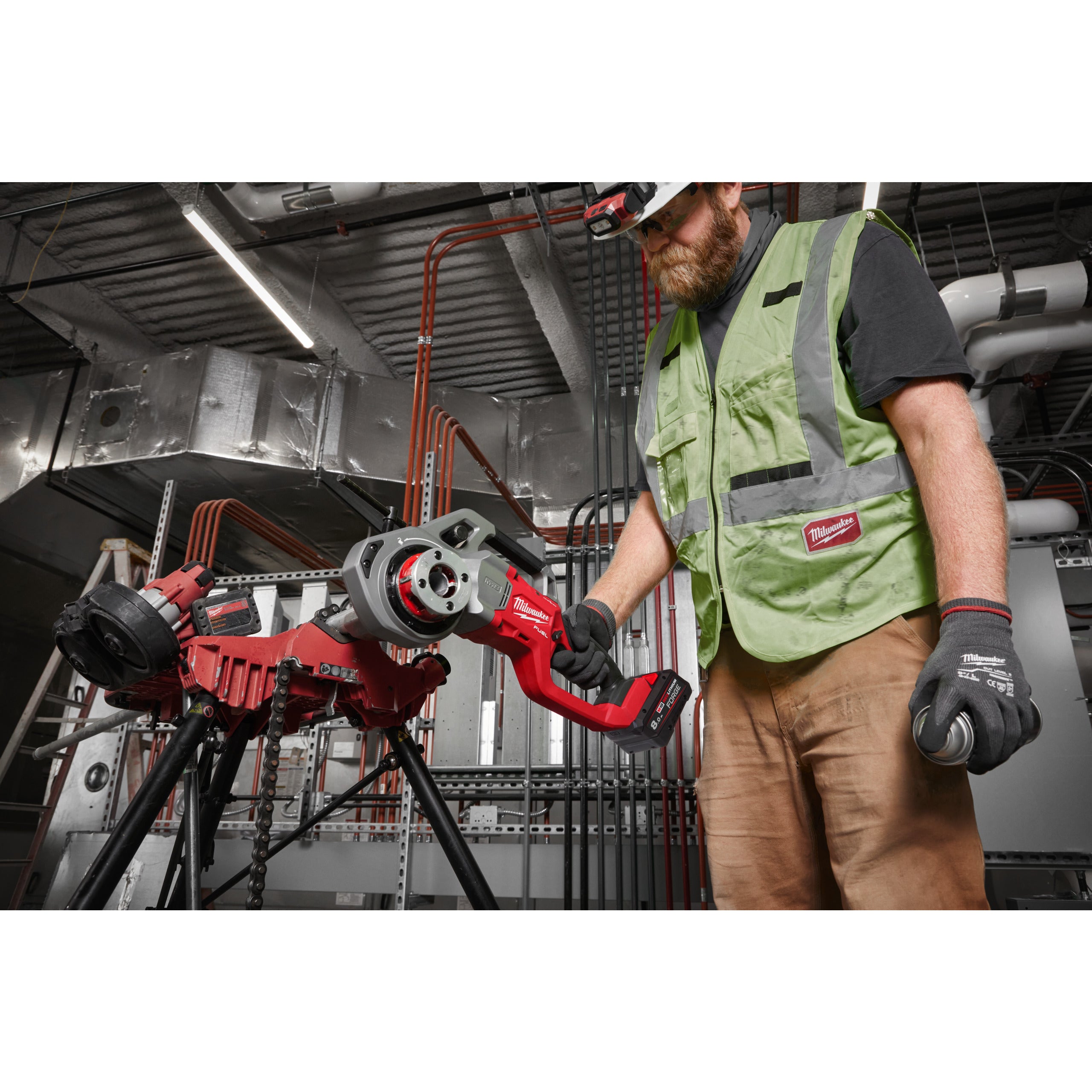 Mașină de filetat și canelat țevi 1 ¼″ Milwaukee M18 FPT114-802CA FUEL™ ONE-KEY™, cod 4933499199