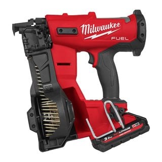 Pistol de bătut cuie Milwaukee M18 FRCN45-302X în role, FUEL™, 2 x acumulator M18 HB3, 1 x încărcător M12-18 FC, 1 x cutie HD, cod 4933498169
