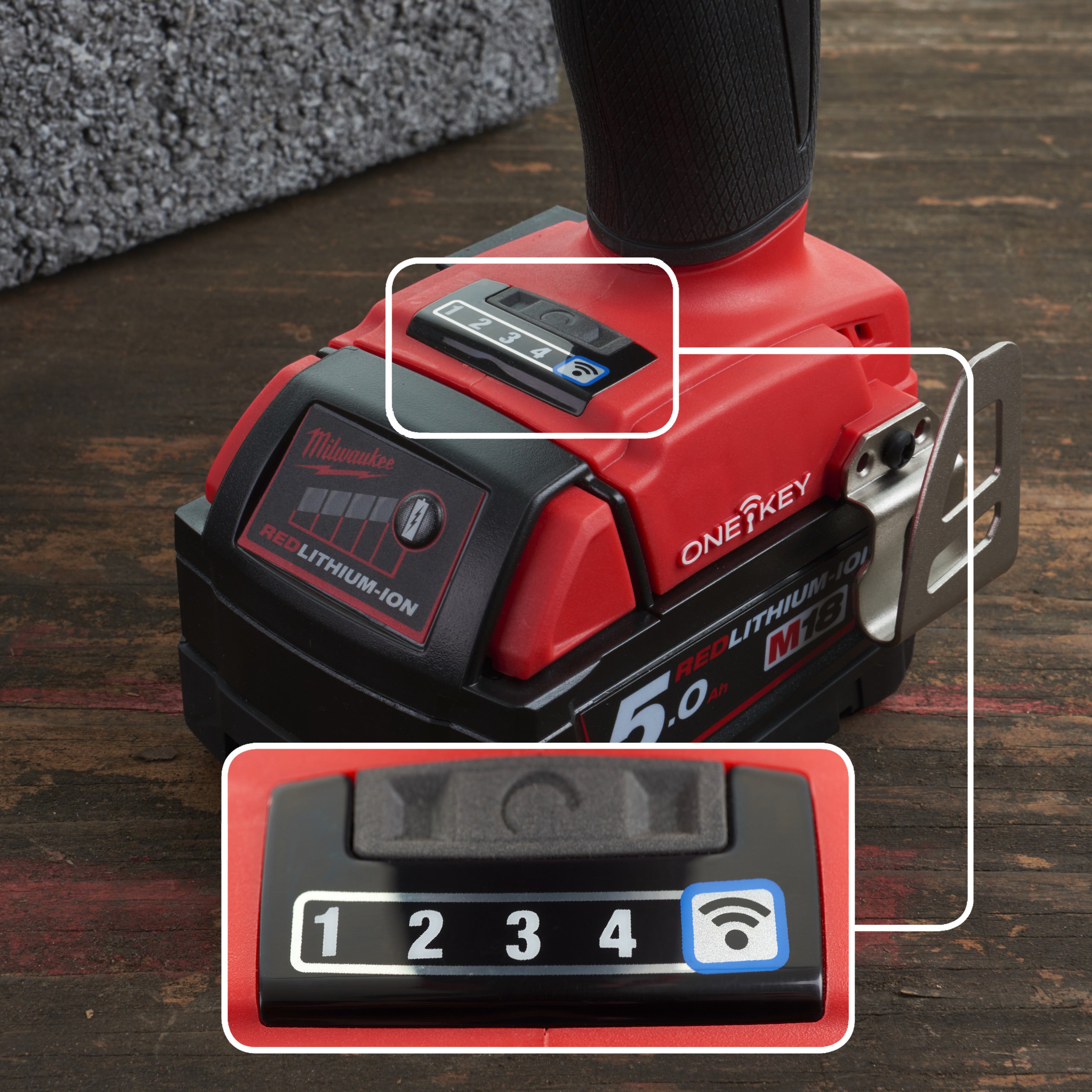 Cheie de impact ½″ ONE-KEY™ Milwaukee M18 ONEFHIWF12-0 FUEL™, cuplu ridicat și inel de fixare, cod 4933499163