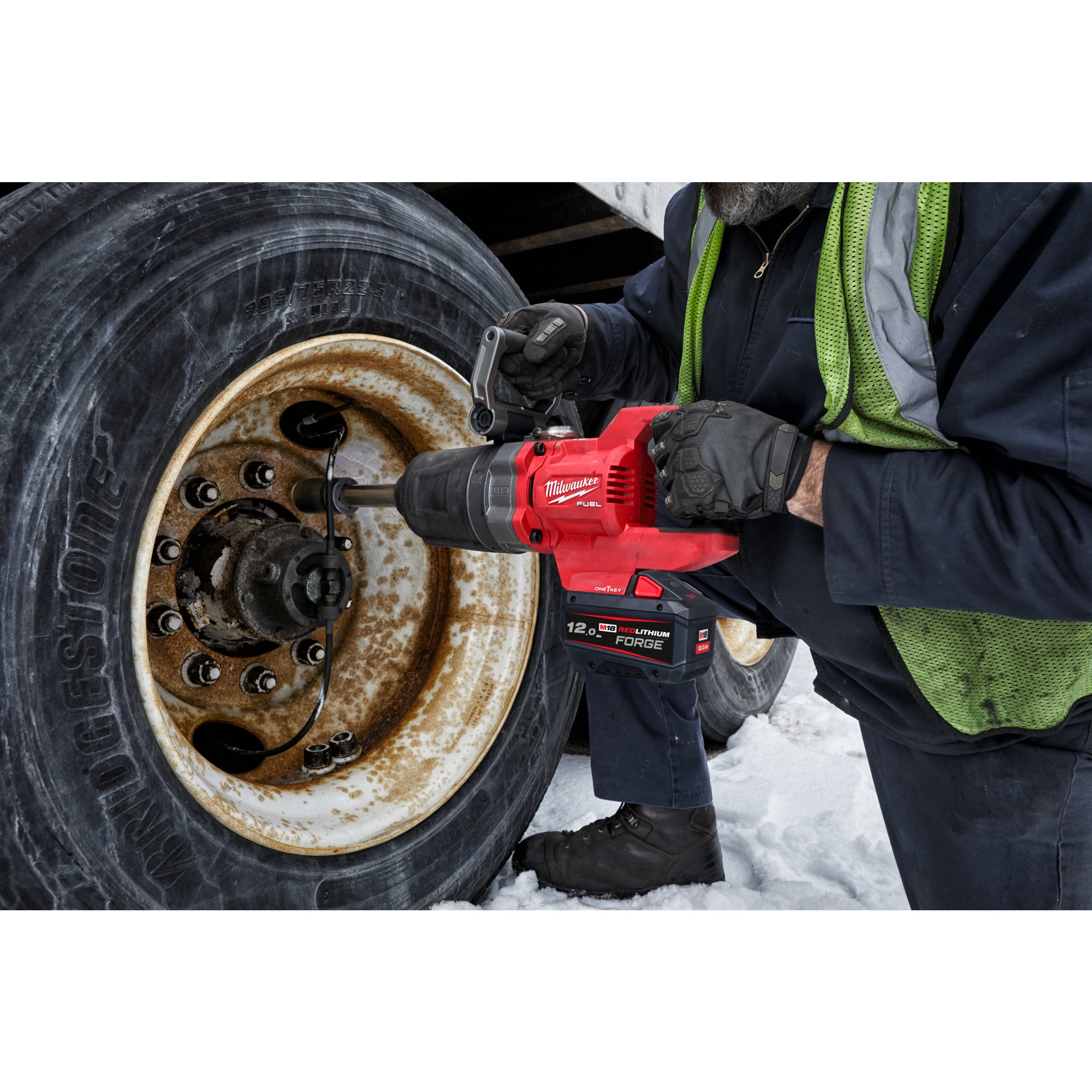 Cheie de impact 1″ ONE-KEY™ Milwaukee M18 ONEFHIWF1D-121C FUEL™ cu mâner-D, cuplu ridicat, inel de fixare și gât lung, cod 4933499251