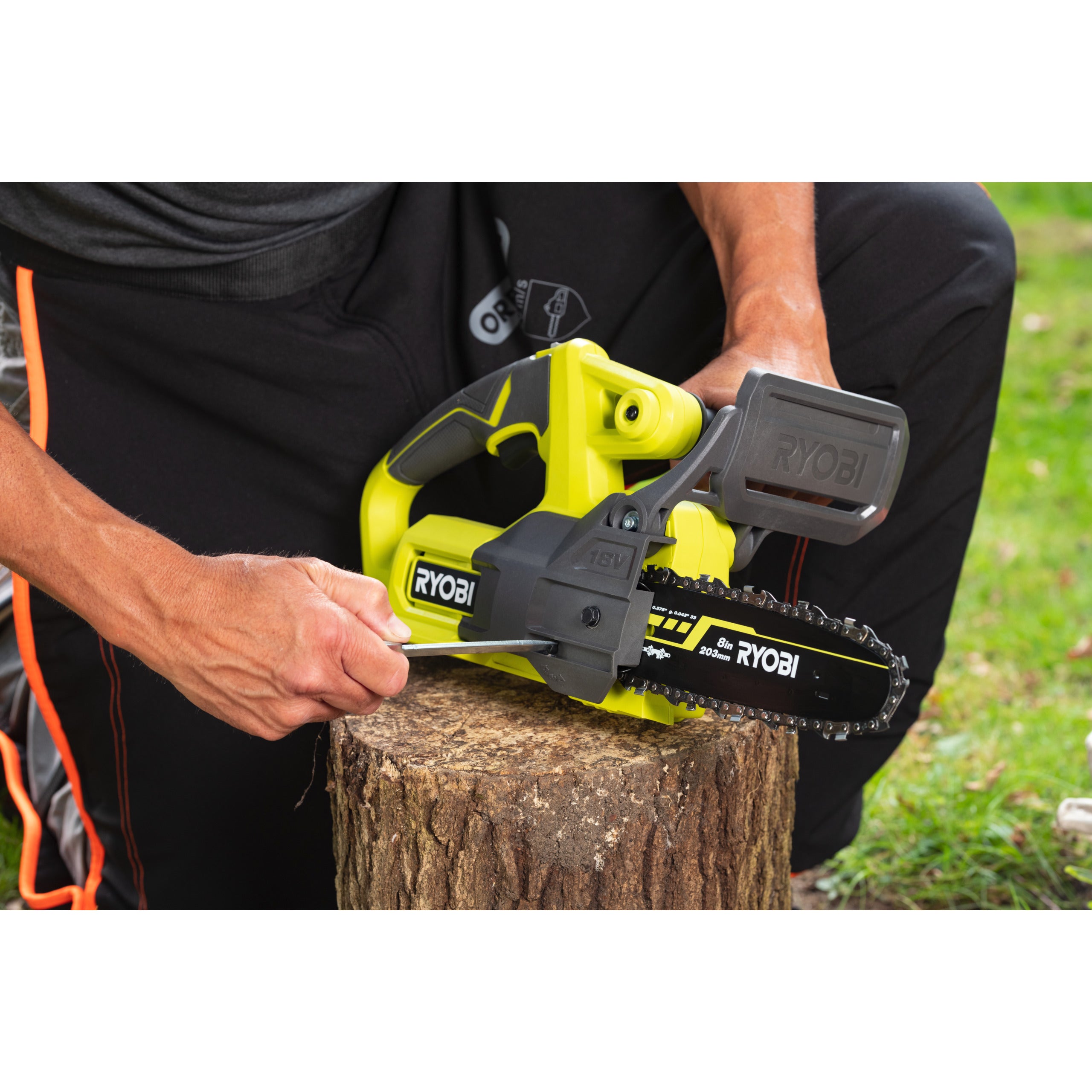 Fierăstrău cu lanț 18V ONE+™, bară 20cm Ryobi RY18CS20A-0, cod 5133005414