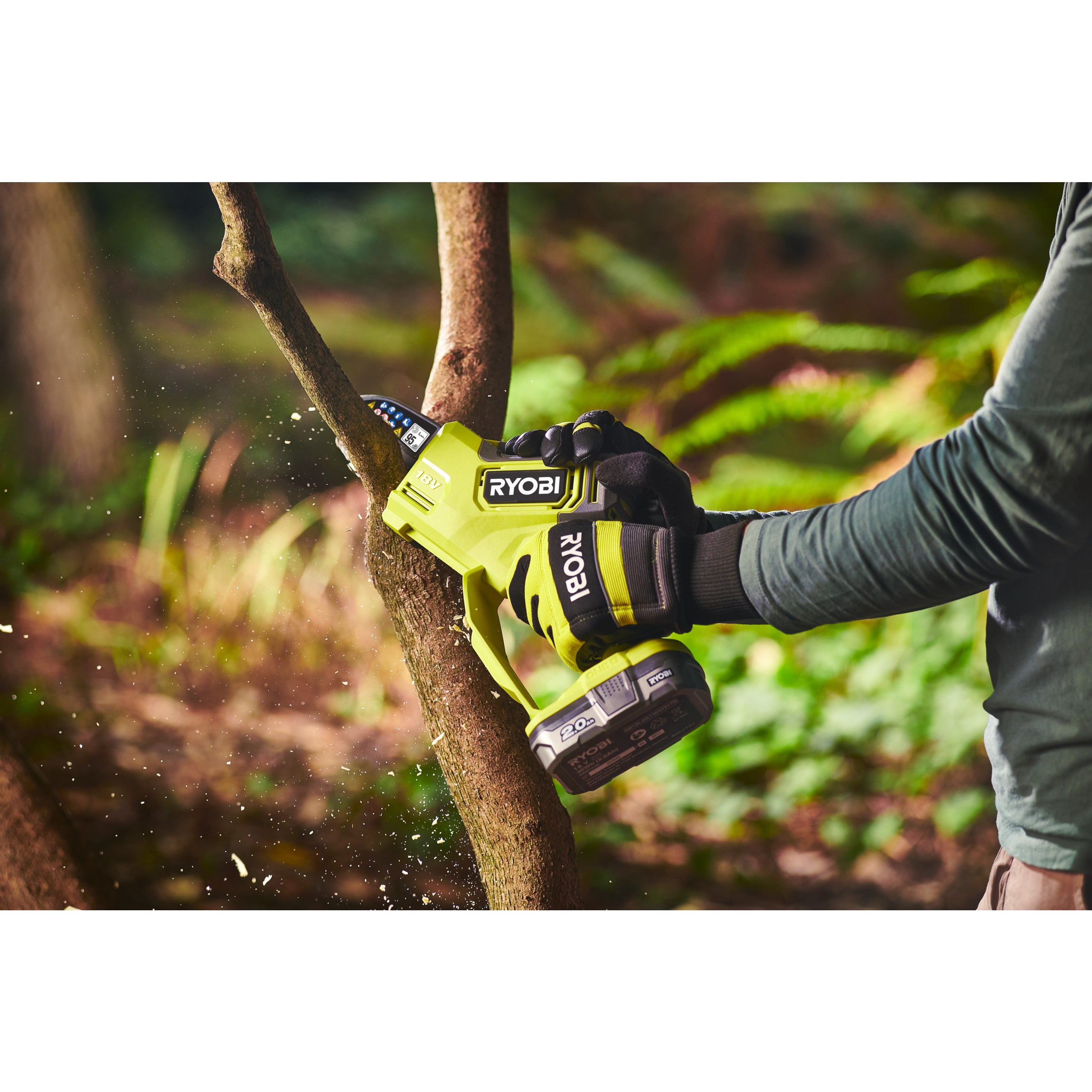 Fierăstrău de mână fără cablu 18V de 10 cm, cu motor fără perii Ryobi RY18PSX10A-0, cod 5133005433