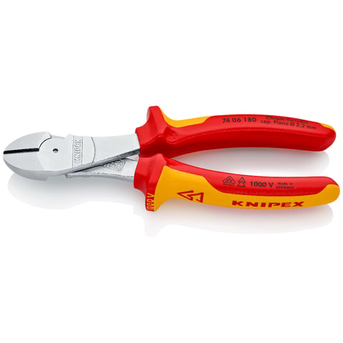 Tăietori diagonali cu pârghie înaltă izolați VDE KNIPEX 7406180
