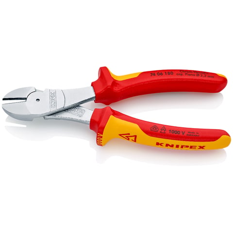 Tăietori diagonali cu pârghie înaltă izolați VDE KNIPEX 7406180