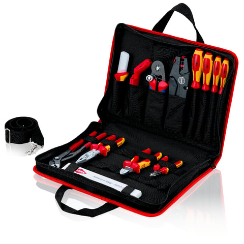 Geantă de scule „Compact” Knipex pentru instalații electrice, 14 bucăți, cod 002111