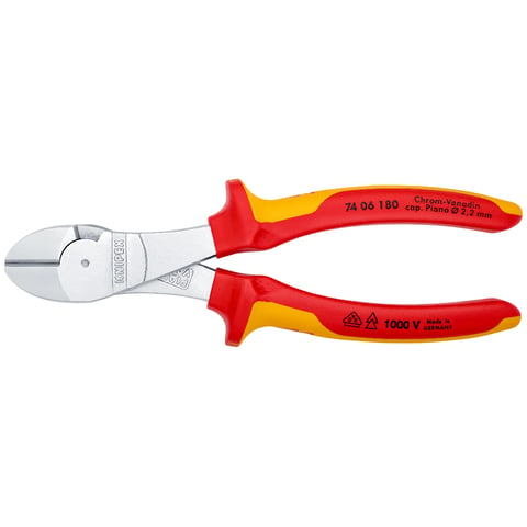 Tăietori diagonali cu pârghie înaltă izolați VDE KNIPEX 7406180