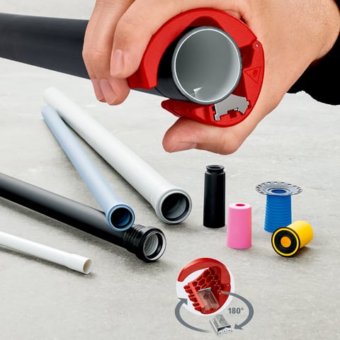 Tăietoare de țevi din plastic și manșoane de etanșare KNIPEX BiX®, cod 902210BK