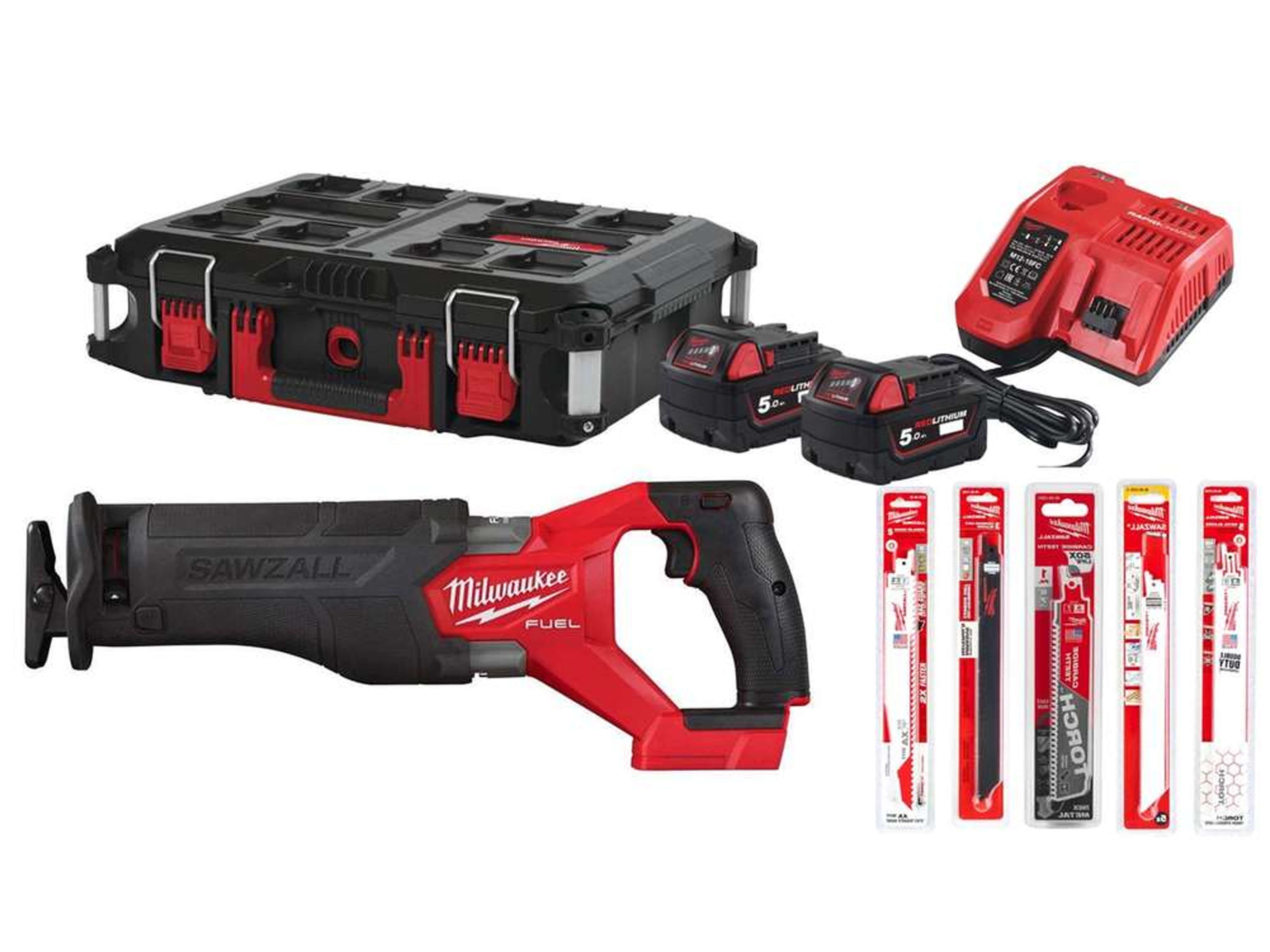 Fierăstrău sabie Milwaukee M18™ FSZ100P-502P FUEL™ SAWZALL™, 2 acumulator x M18 B5, 1 x încărcător M12-18 FC, 1 x cutie PACKOUT, 8 x pânze fierăstrău cod 4933498242 - BIG STORE (Dynamic Tools SRL)