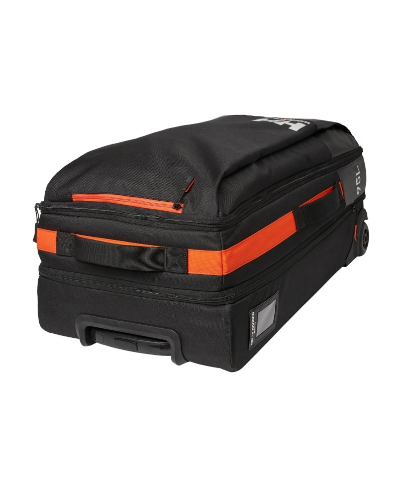 Geantă de voiaj cu role Helly Hansen Kensington 95 litri, 5 compartimente, impermeabilă, neagră, STD