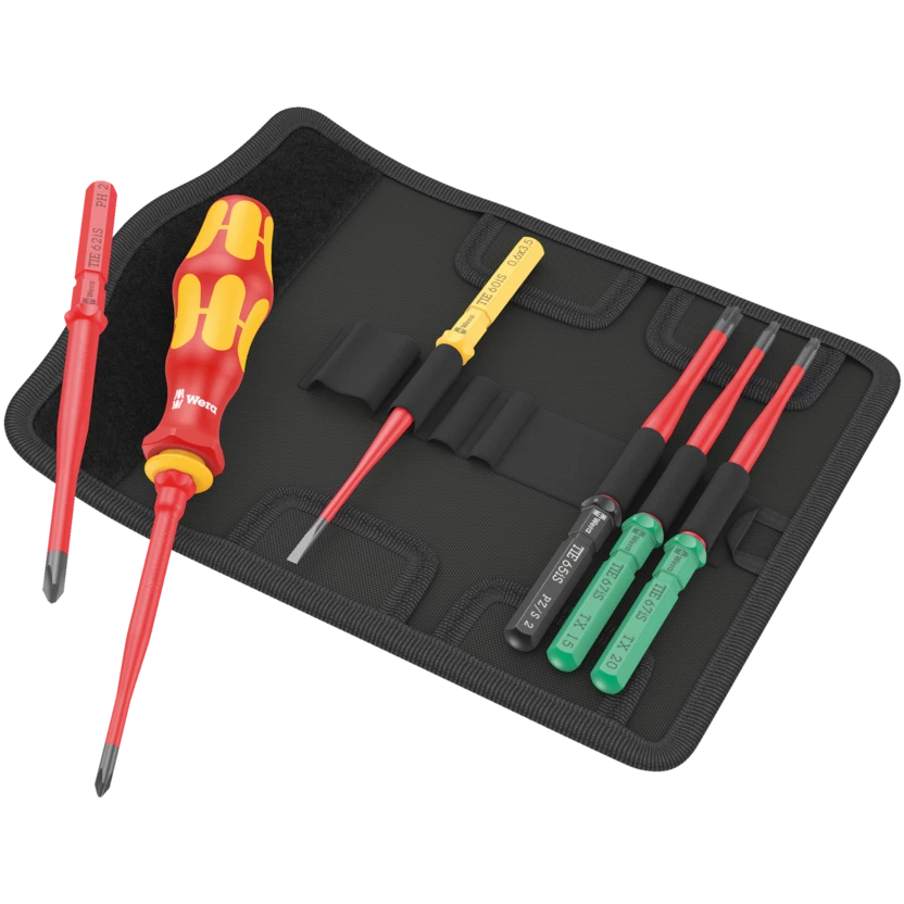 Set 7 x Șurubelnițe electriceni (VDE) Extra-Slim, cu vârfuri interschimbabile, Wera Kraftform Kompakt, cod 05006603001