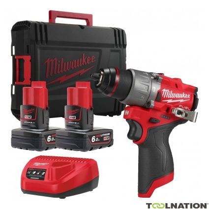 Mașină de găurit/înșurubat Milwaukee M12FPD2-602X, cu percuție M12 FUEL™ subcompactă, 2 x acumulator M12 B6, 1 x încărcător C12 C, 1 x cutie HD, cod 4933479870