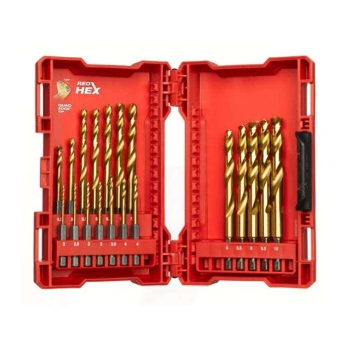 Set 19 burghie pentru metal Milwaukee SHOCKWAVE™ HSS-G TIN RED HEX, cod 4932493866 - BIG STORE (Dynamic Tools SRL)