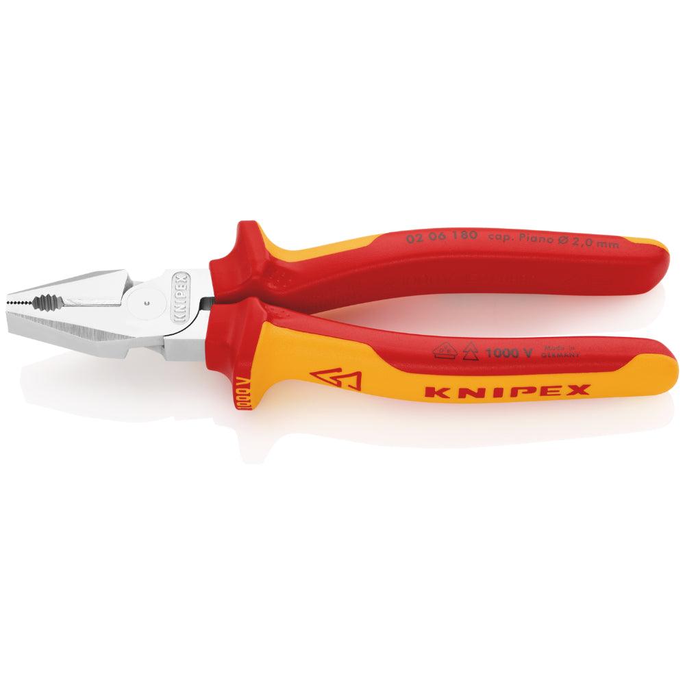 Clește combinat (patent) cu pârghie mare - patent VDE 180 mm, Knipex 0206180 - BIG STORE (Dynamic Tools SRL)