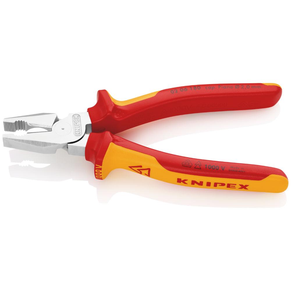 Clește combinat (patent) cu pârghie mare - patent VDE 180 mm, Knipex 0206180 - BIG STORE (Dynamic Tools SRL)