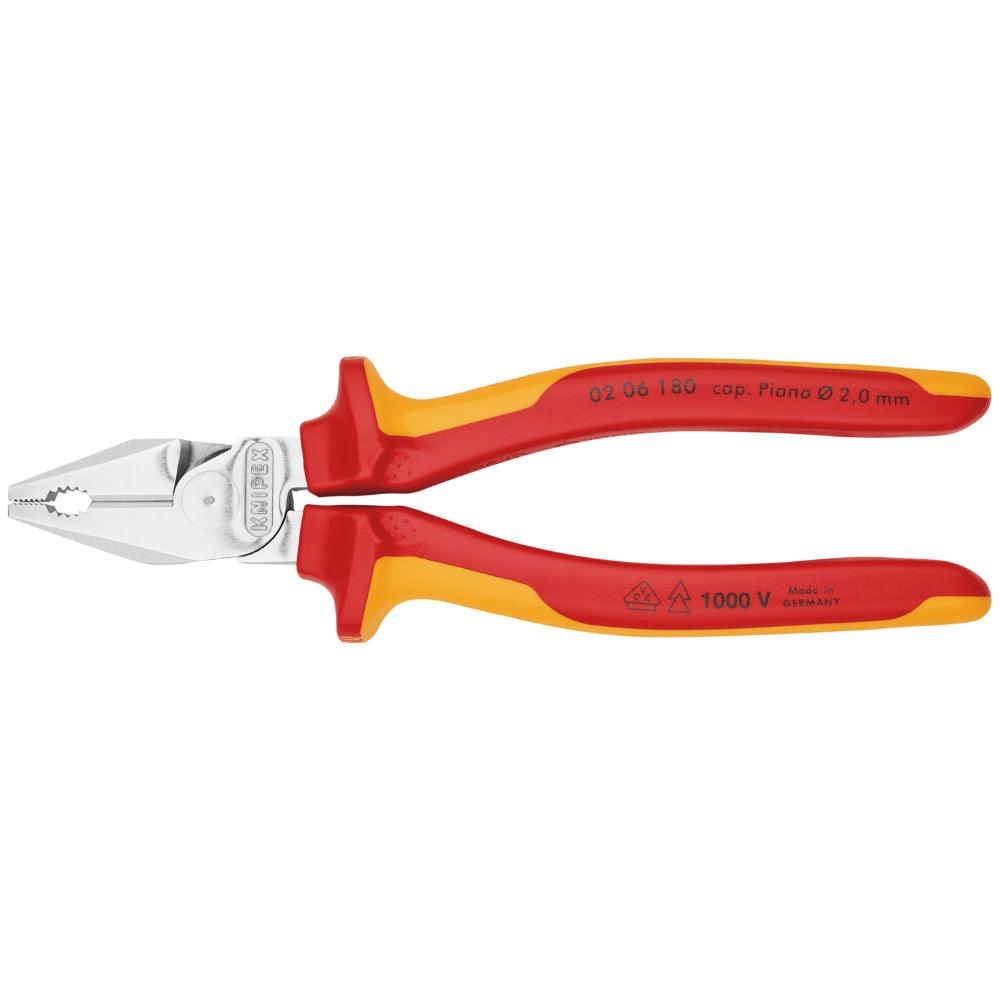 Clește combinat (patent) cu pârghie mare - patent VDE 180 mm, Knipex 0206180 - BIG STORE (Dynamic Tools SRL)