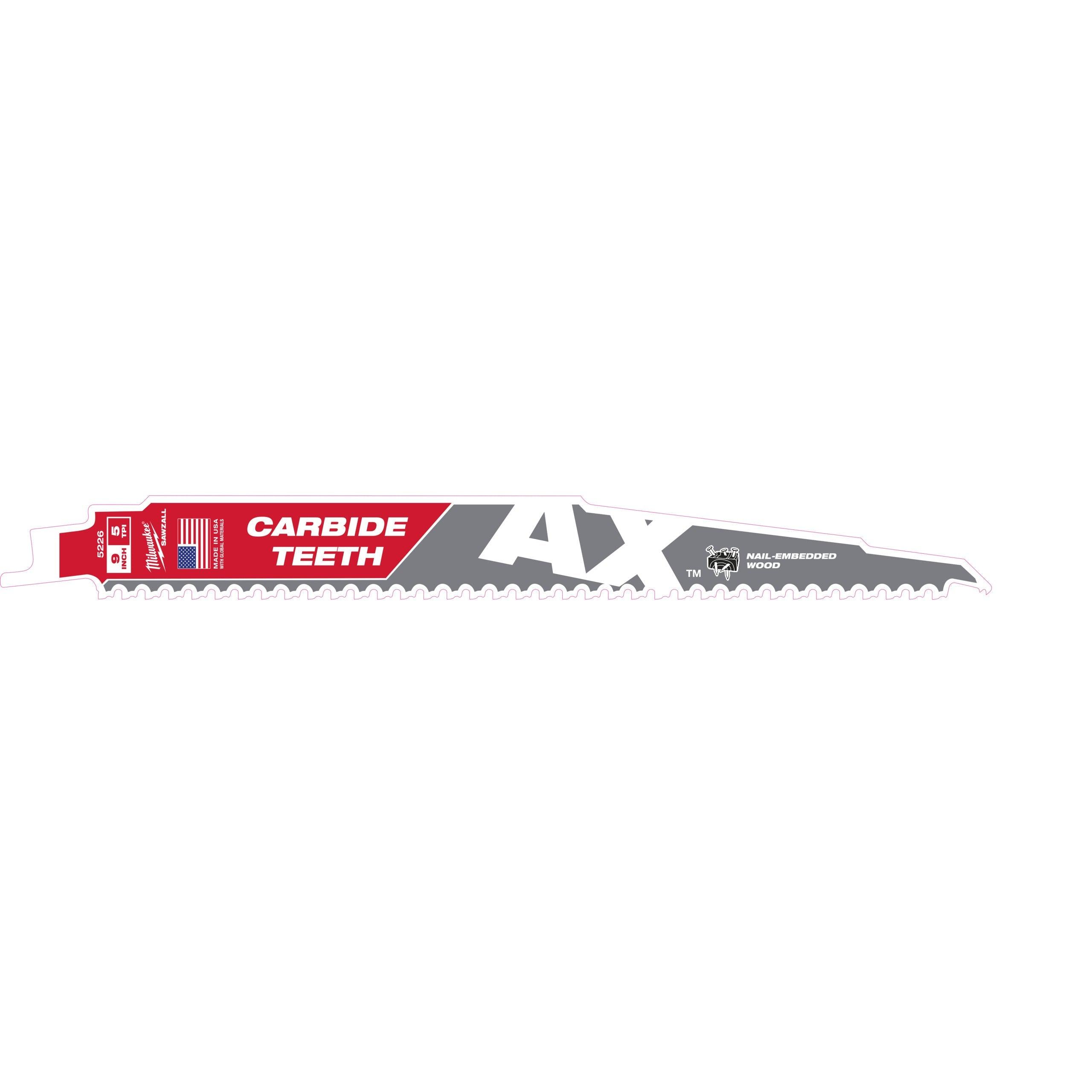 Pânze sabie TCT AX 230 Heavy Duty AX™ cu dinți din carbură pentru lucrări de demolare Milwaukee cod 48005226 - BIG STORE (Dynamic Tools SRL)
