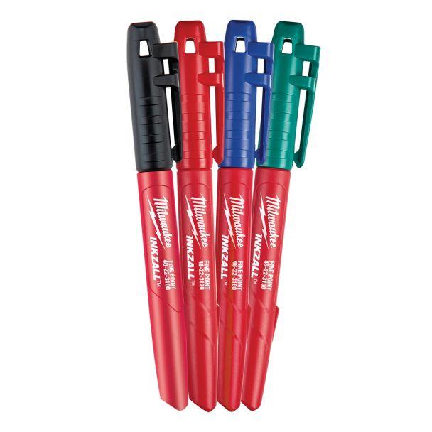 Markere colorate Milwaukee (set 4 buc: negru, roșu, albastru, verde), 48223106 - BIG STORE (Dynamic Tools SRL)