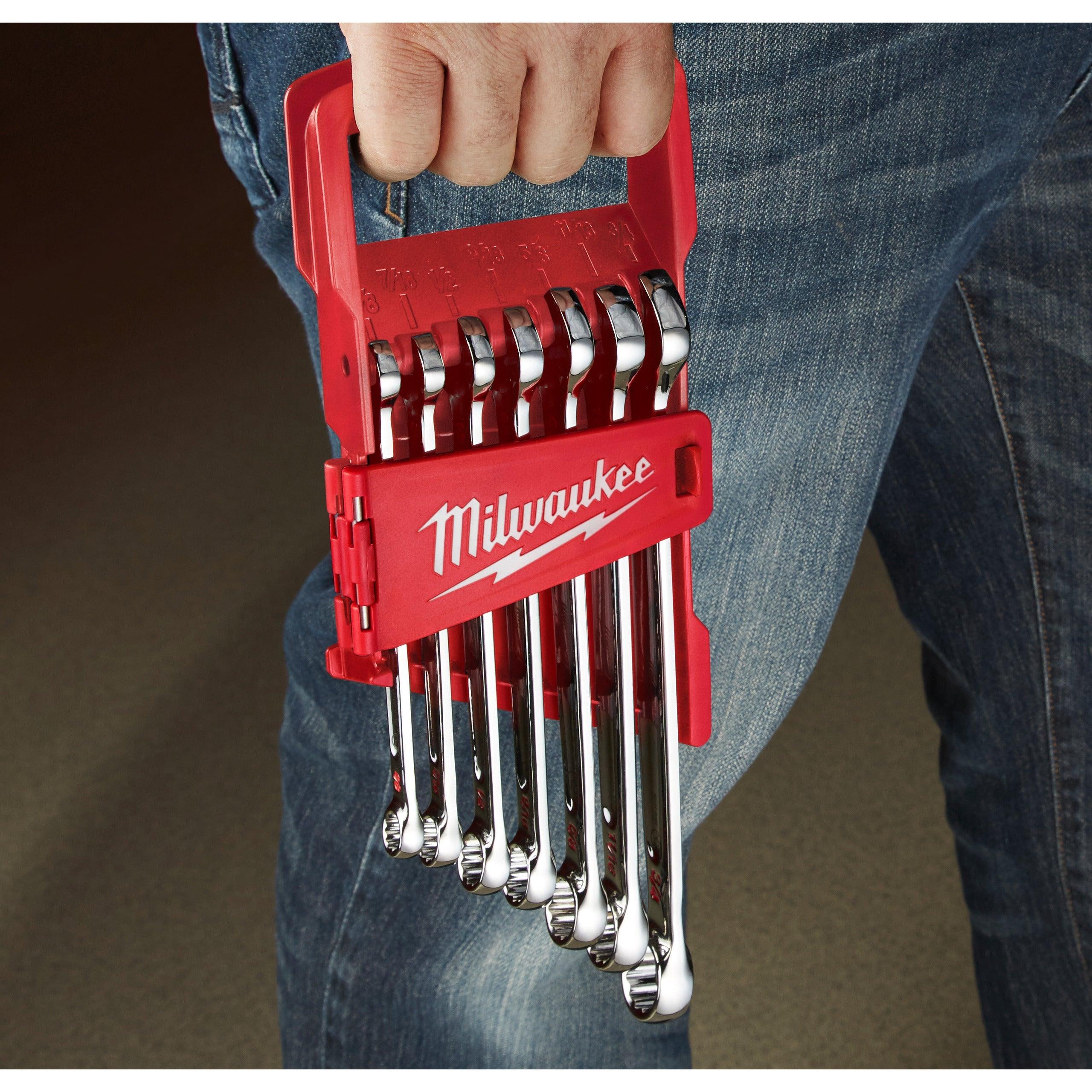 Set chei combinate MAX BITE™, sistem imperial, 7 buc, ⅜″ ⁷⁄₁₆″ ½″ ⁹⁄₁₆″ ⅝″ ¹¹⁄₁₆″ ¾″, Milwaukee, cod 48229407 - BIG STORE (Dynamic Tools SRL)