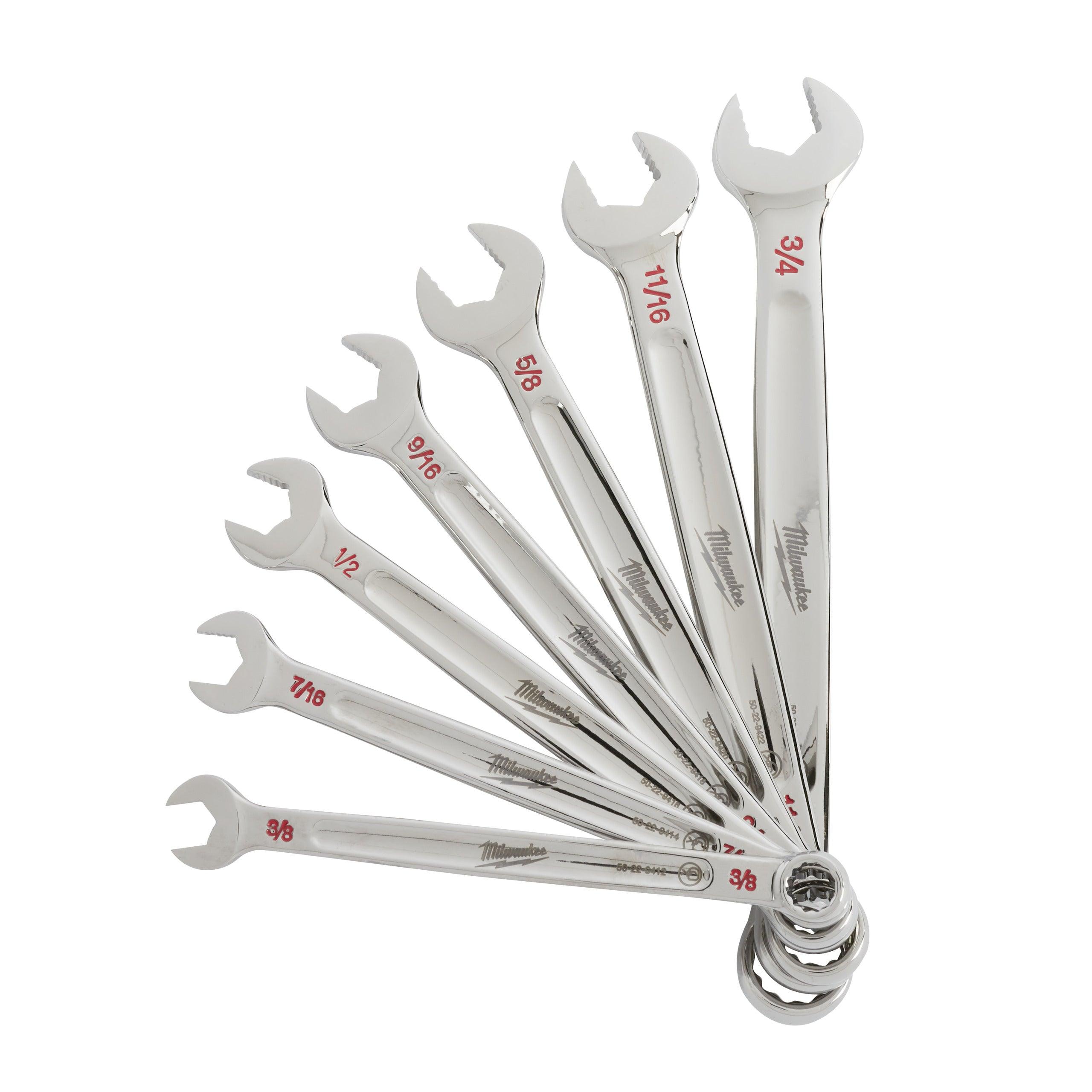 Set chei combinate MAX BITE™, sistem imperial, 7 buc, ⅜″ ⁷⁄₁₆″ ½″ ⁹⁄₁₆″ ⅝″ ¹¹⁄₁₆″ ¾″, Milwaukee, cod 48229407 - BIG STORE (Dynamic Tools SRL)