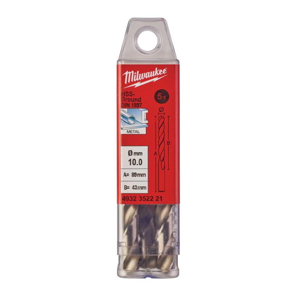 Burghie scurte pentru metal Milwaukee HSS-G DIN1897, ø10x89mm - 5 buc, 4932352221 - BIG STORE (Dynamic Tools SRL)