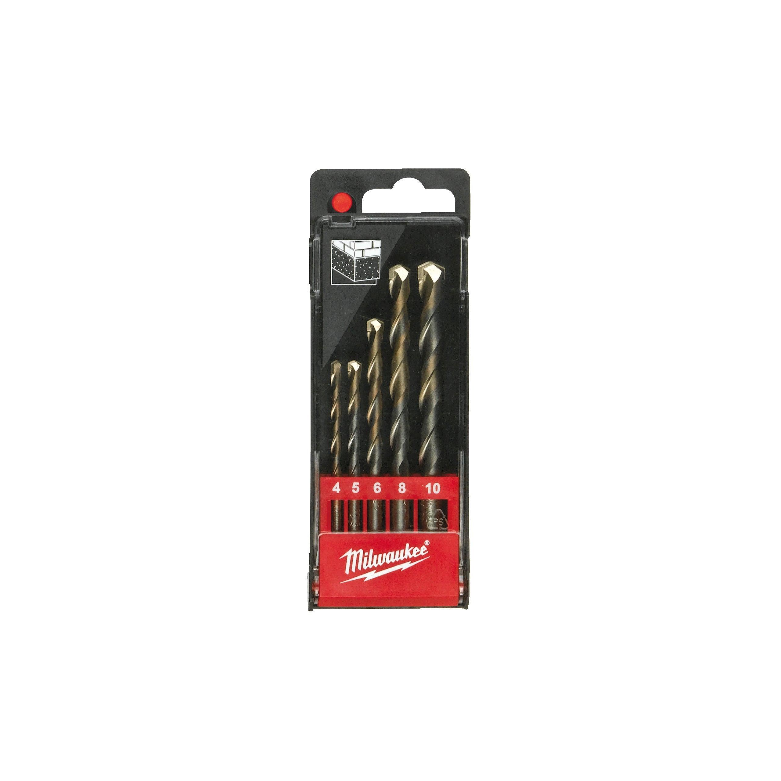 Set 5 burghie Milwaukee pentru beton (ø4, 5, 6, 8, 10 mm), 4932352333 - BIG STORE (Dynamic Tools SRL)