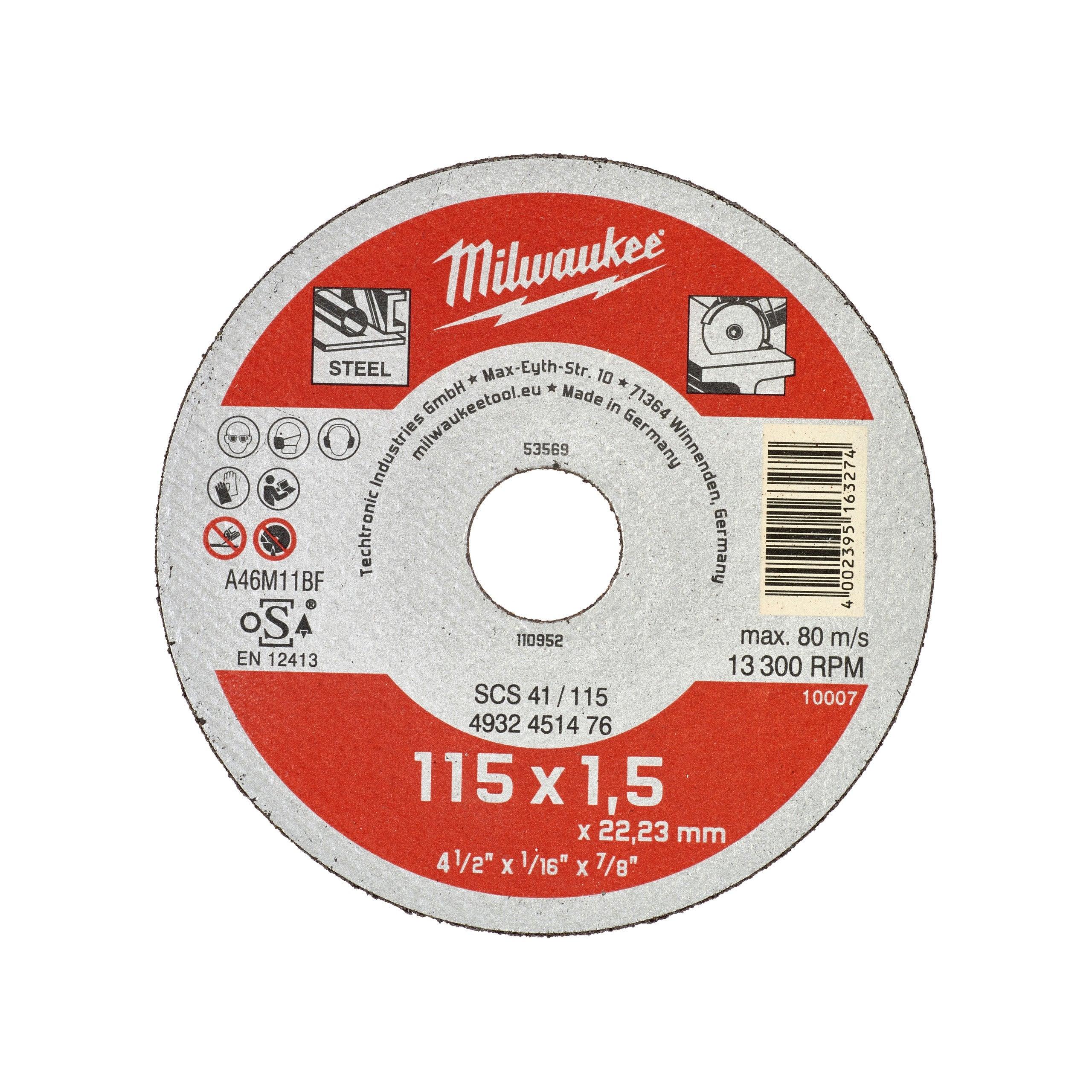 Discuri debitare metal - seria contractanți 115X1,5 Milwaukee cod 4932451476 - BIG STORE (Dynamic Tools SRL)