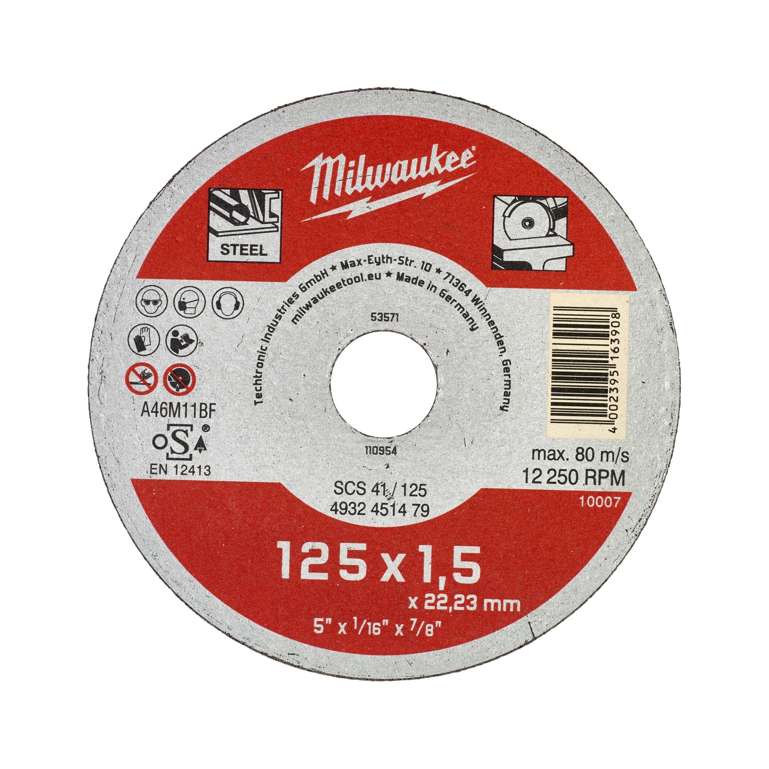 Discuri debitare metal - seria contractanți 125X1,5 Milwaukee cod 4932451479 - BIG STORE (Dynamic Tools SRL)