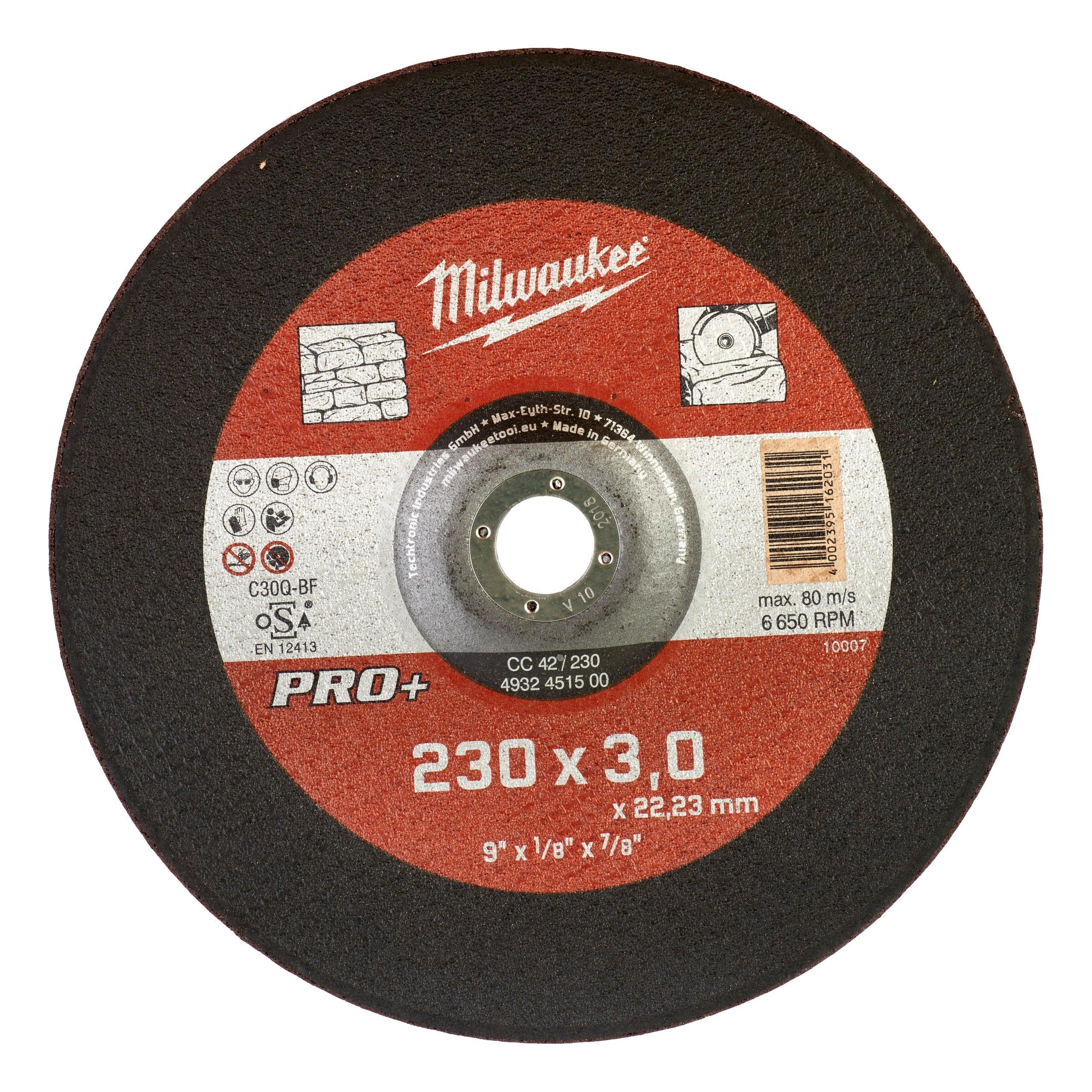 Disc PRO+ pentru piatră convex 230X3 PRO+ Milwaukee cod 4932451500 - BIG STORE (Dynamic Tools SRL)