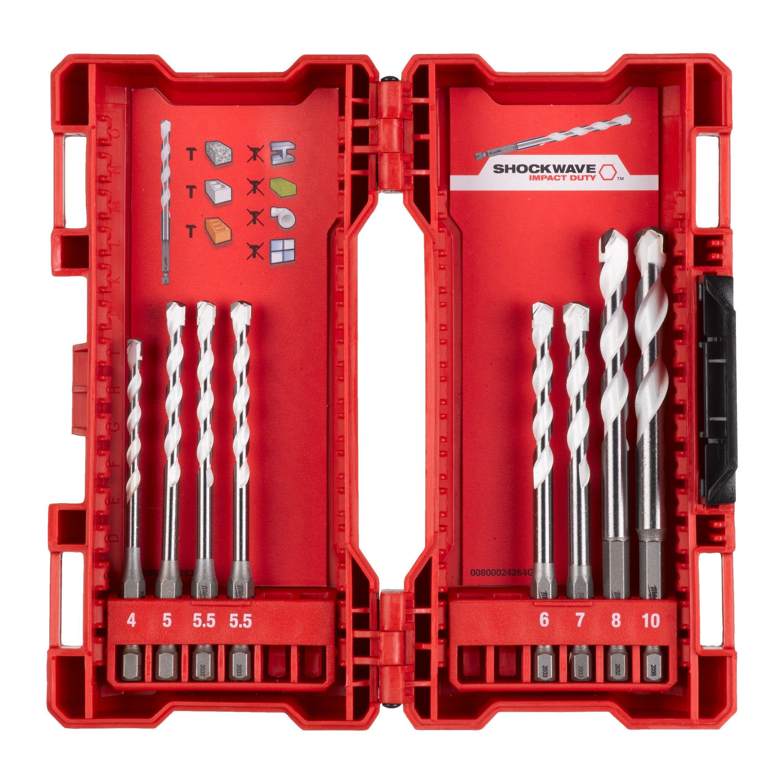 Set 8 buc burghie multi material Milwaukee TCT (⌀4x90mm, ⌀5/5,5/5,5x100mm, ⌀6/7x100mm, ⌀8/10x120 mm) - BIG STORE (Dynamic Tools SRL)