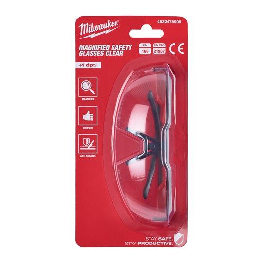 Ochelari de protecție Milwaukee cu funcție de lupă (+1), cod 4932478909 - BIG STORE (Dynamic Tools SRL)