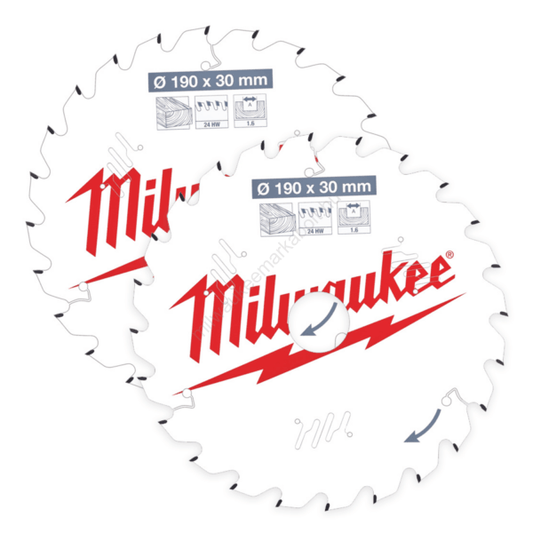 Set de 2 pânze circular 190x24T/24T, Milwaukee cod 4932479804 - BIG STORE (Dynamic Tools SRL)