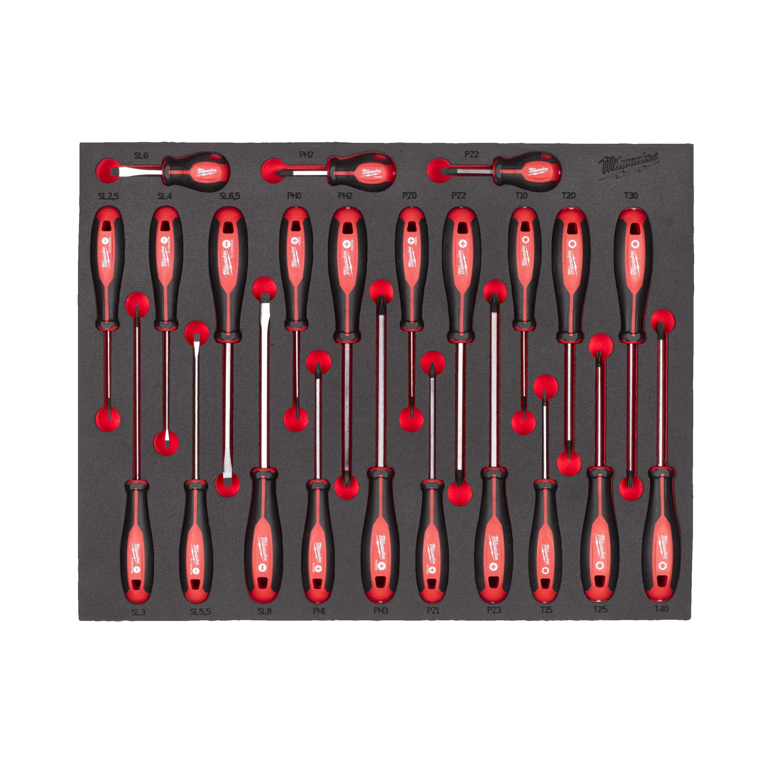 Set de 23 de șurubelnițe în inserție de spumă Tri-Lobe Milwaukee, cod 4932479830 - BIG STORE (Dynamic Tools SRL)